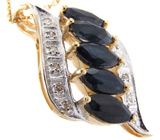 Кулон из коллекции "Imagination" с сапфирами и бриллиантами + цепочка Серебро 925