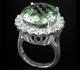 Высокое кольцо с красивейшим зеленым аметистом Серебро 925