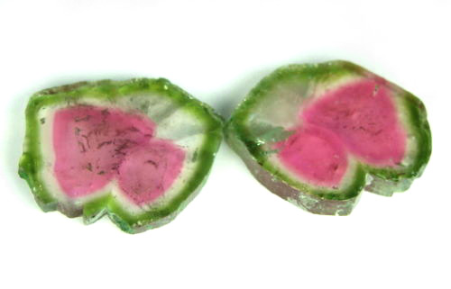 Арбузные турмалины! Пара слайсов 15 карат