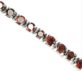 Элегантный браслет с красно-оранжевым гранатами Серебро 925