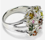 Элегантное кольцо с разноцветными турмалинами Серебро 925