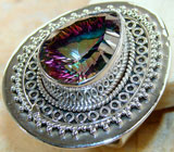 Стильное кольцо с ярким мистик-топазом Серебро 925