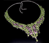 Колье из коллекции «MultiStone» с перидотами и сапфирами Серебро 925