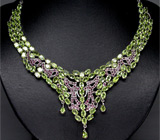 Колье из коллекции «MultiStone» с перидотами и сапфирами Серебро 925