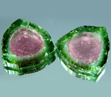 Пара слайсов арбузного турмалина 12,9 карат 