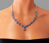 Колье с цветками синих сапфиров Серебро 925