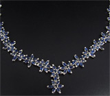 Колье с цветками синих сапфиров Серебро 925