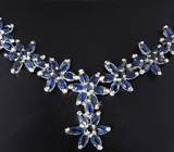 Колье с цветками синих сапфиров Серебро 925
