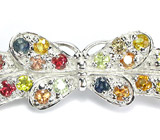 Брошь «Бабочка в Саду» с разноцветными сапфирами Серебро 925