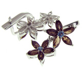 Комплект из коллекции "Spring" с голубыми и дымчатыми топазами Серебро 925