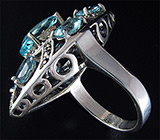 Крупное кольцо с топазами и марказитами Серебро 925