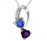 Подвеска с инкрустацией аметистом и сапфиром + цепочка