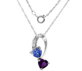 Подвеска с инкрустацией аметистом и сапфиром + цепочка Золото