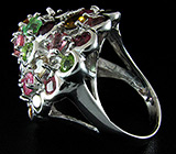 Великолепное высокое кольцо с турмалинами Серебро 925