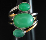 Кольцо с сочно-зелеными хризопразами Серебро 925