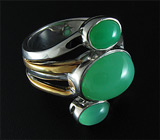 Кольцо с сочно-зелеными хризопразами Серебро 925