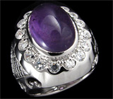 Перстень со сливовым аметистом-кабошоном Серебро 925