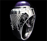 Перстень со сливовым аметистом-кабошоном Серебро 925