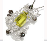 Коллекция "Версаль". Подвеска с цитрином и черным жемчугом Серебро 925