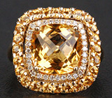 Кольцо из коллекции «Mafia» с золотистыми цитринами и бриллиантами Серебро 925