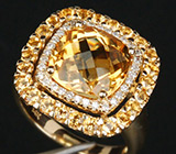 Кольцо из коллекции «Mafia» с золотистыми цитринами и бриллиантами Серебро 925
