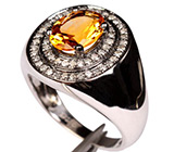 Перстень из коллекции «Mafia» с золотистым цитрином и бриллиантами Серебро 925