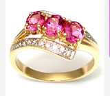 Кольцо с розовыми турмалинами и бриллиантами