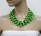 Колье с ярко-зеленой бирюзой и черным ониксом Серебро 925