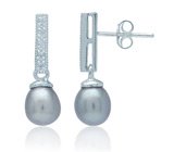 Серьги с титановым жемчугом Серебро 925