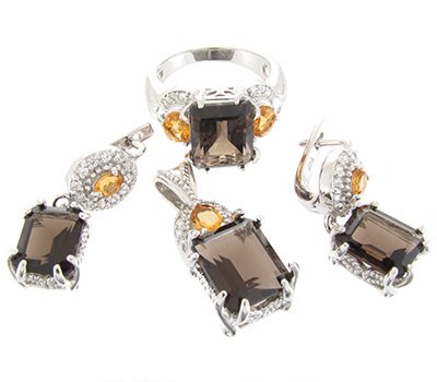 Комплект из коллекции "Spring" с дымчатыми топазами