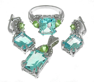 Комплект из коллекции "Spring" с топазами и перидотами