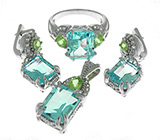 Комплект из коллекции "Spring" с топазами и перидотами Серебро 925