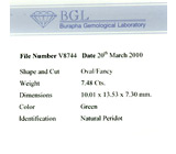 Превосходный перидот 7,48 карат 