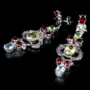 Серьги из коллекции «MultiStone» с самоцветами Серебро 925