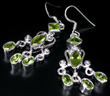 Эффектные серьги с перидотами Серебро 925