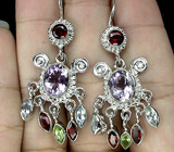 Замечательные серьги с самоцветами Серебро 925