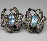 Великолепные серьги с самоцветами Серебро 925