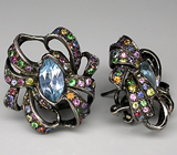 Великолепные серьги с самоцветами Серебро 925