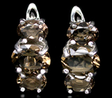 Серьги с дымчатыми топазами Серебро 925