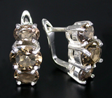 Серьги с дымчатыми топазами Серебро 925