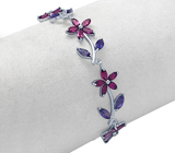 Комплект с родолитами гранатами и иолитами Серебро 925