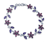 Комплект с родолитами гранатами и иолитами Серебро 925