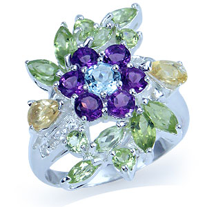 Кольцо из коллекции "Carnival" с самоцветами