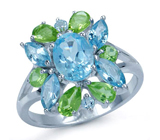 Кольцо из коллекции "Carnival" с топазами и перидотами Серебро 925