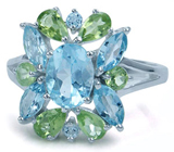 Кольцо из коллекции "Carnival" с топазами и перидотами Серебро 925