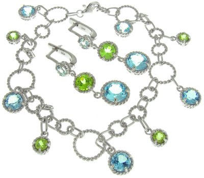 Комплект из коллекции "Spring" с топазами и перидотами