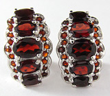 Замечательные серьги с гранатами Серебро 925