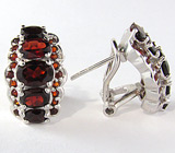 Замечательные серьги с гранатами Серебро 925