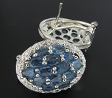 Превосходные серьги с синими сапфирами Серебро 925