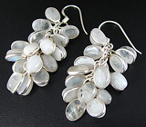 Серьги-гроздья с лунным камнем Серебро 925